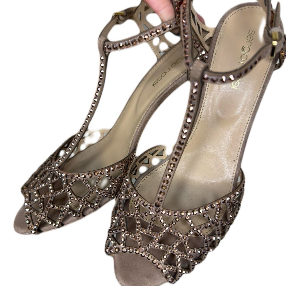 Sergio Rossi Rose Crystal Embellished Platform Heels ✨